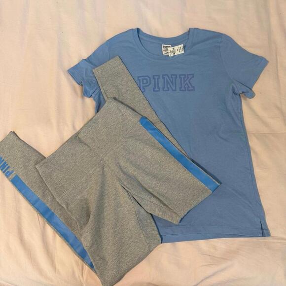 PINK Victorias Secret short sleeve shirt and leggings set - Picture 3 of 7